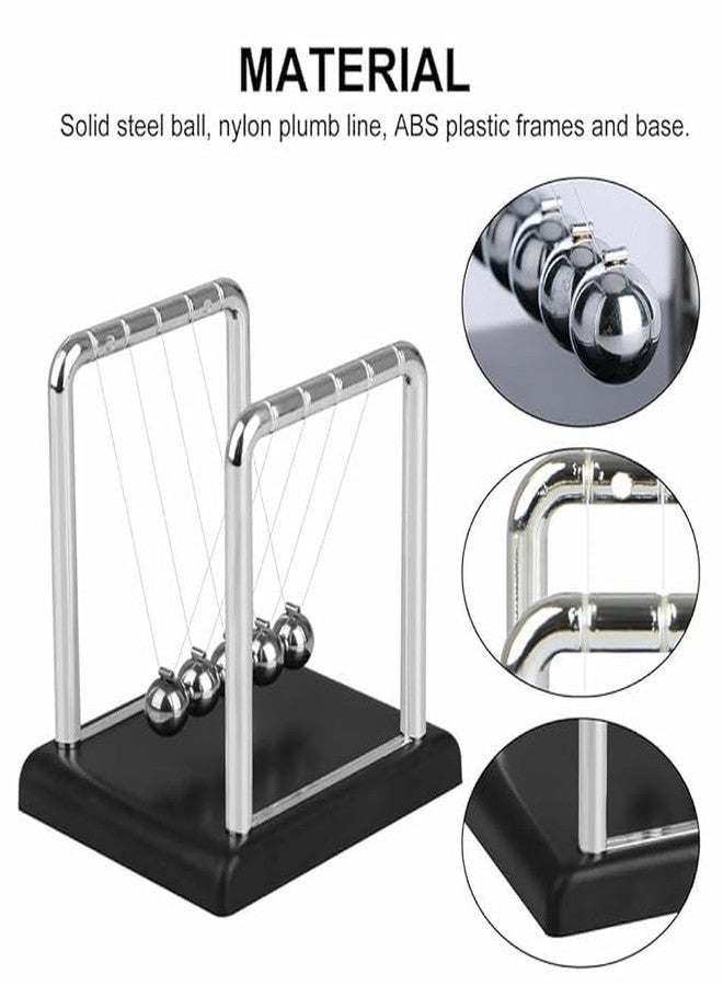 DORLANK Newton Cradle Pendulum | Metal Perpetual Motion Toy & Swing Balance Collision 5 Ball | Figurine Physics Gadget with Polished Plastic Base & Nylon Strings for Office Desk (Multicolur) - Image 3